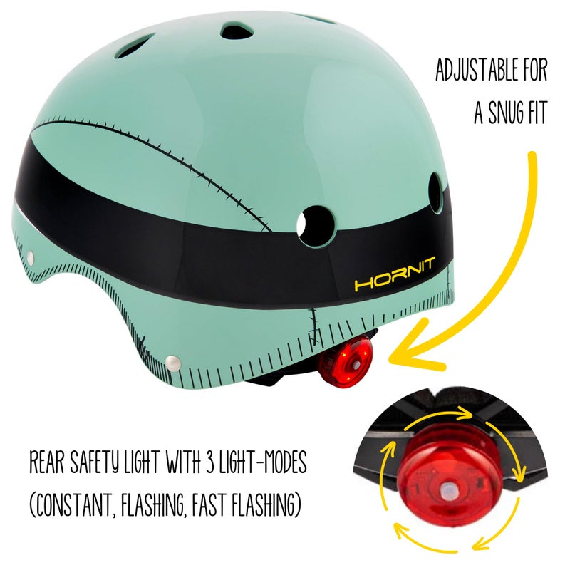 Hornit Mini Lids Kids Helmet. Fully-Adjustable Multi-Sport Hard Shell Helmet with Rear Safety Light, Small, Commander - Image 3